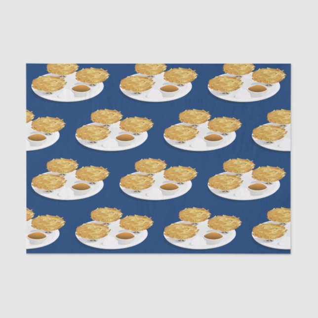 Happy Cartoon Latkes Apple Sauce Sour Cream Tissue Paper (Front)