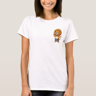 Happy Cartoon Lion Barber Holding Scissors T-Shirt
