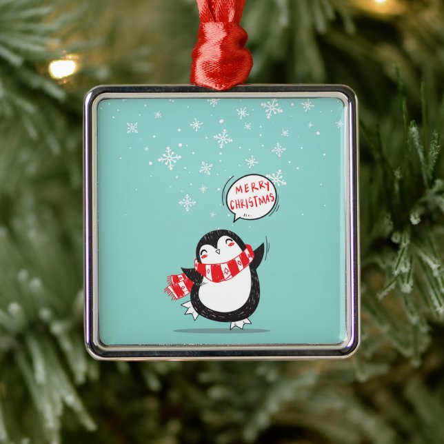 Happy Cartoon Penguin Metal Tree Decoration (Tree)