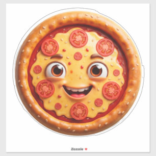 Happy Cartoon Pizza With Pepperoni