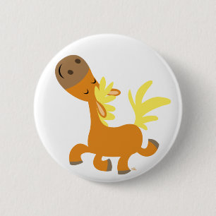 Happy Cartoon Pony button badge