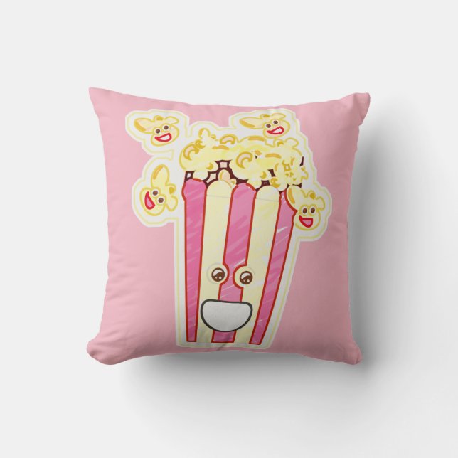 Happy Cartoon Popcorn Character Cushion (Front)