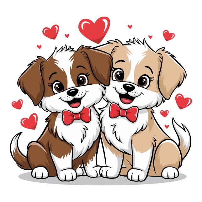 Happy Cartoon Puppies iPhone / iPad case (A heartwarming scene featuring two adorable cartoon puppies.)