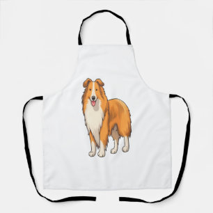 Happy Cartoon Rough Collie  Apron