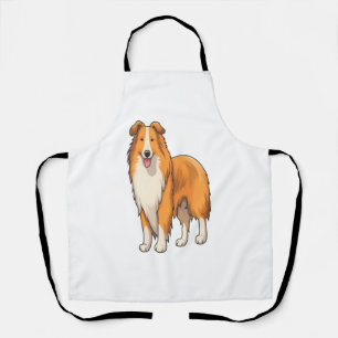 Happy Cartoon Rough Collie  Apron