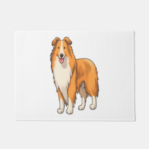 Happy Cartoon Rough Collie Doormat