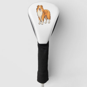 Happy Cartoon Rough Collie  Golf Head Cover