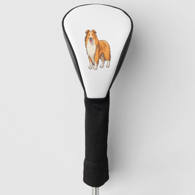 Happy Cartoon Rough Collie  Golf Head Cover (Front)