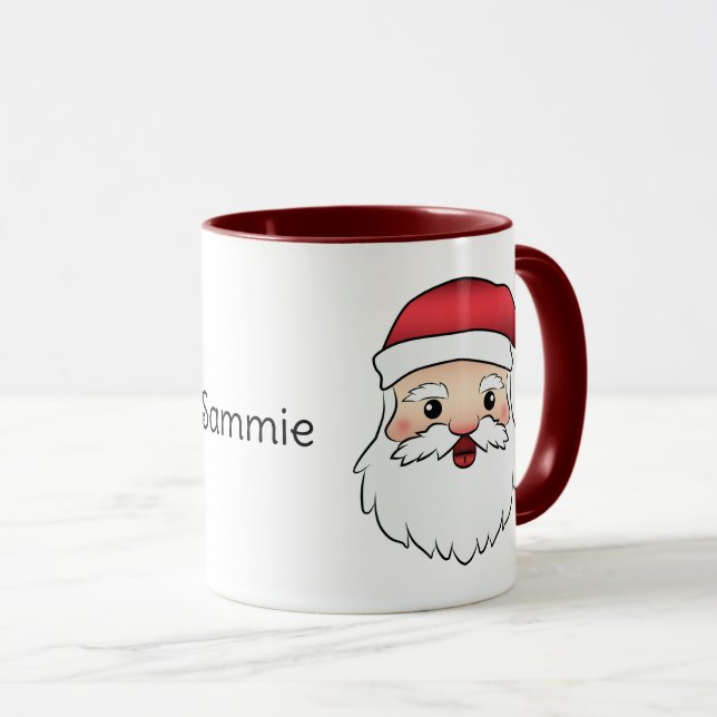 Happy Cartoon Santa Claus Head With Custom Name Mug (Front Right)