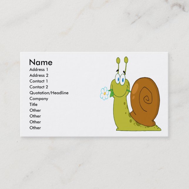 happy cartoon snail with flower business card (Front)