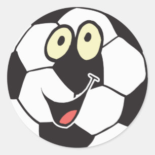 happy cartoon soccer ball classic round sticker
