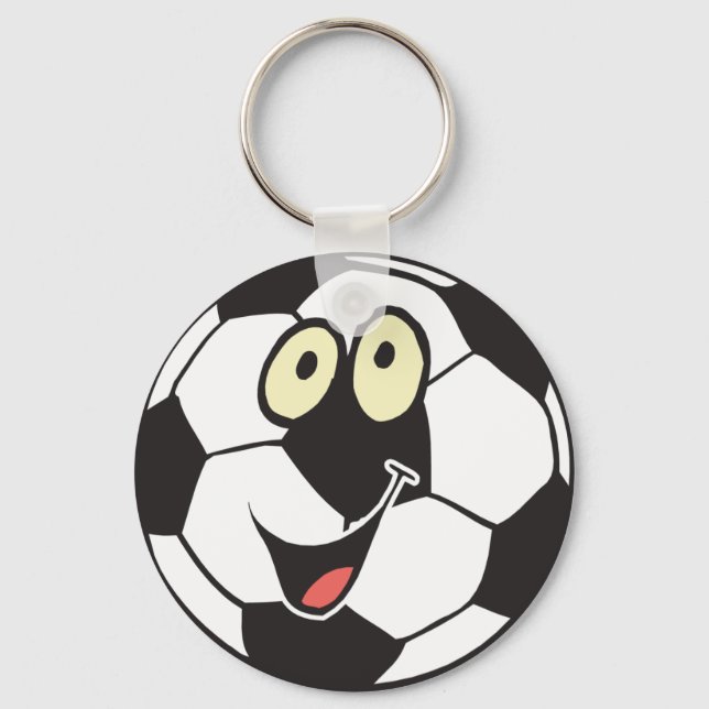 happy cartoon soccer ball key ring (Front)