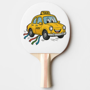 Happy Cartoon Taxi  Ping Pong Paddle