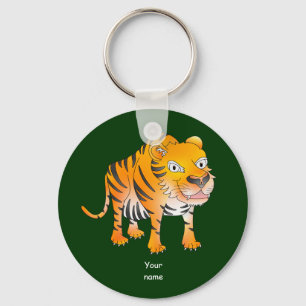 Happy cartoon tiger key ring