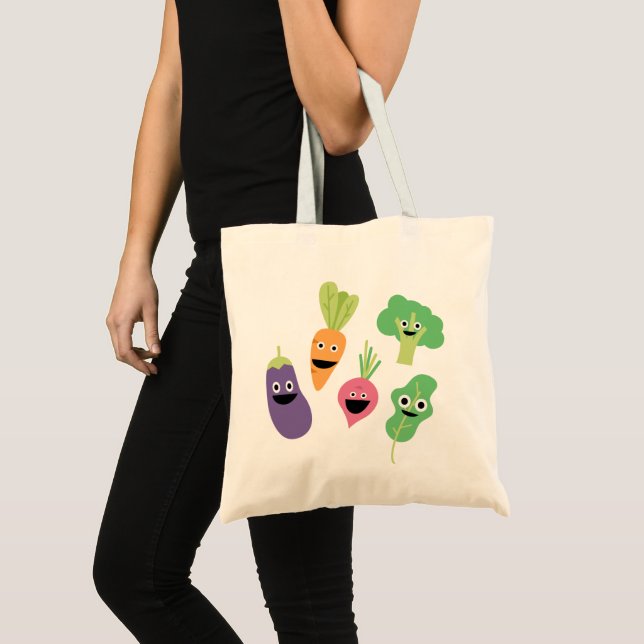 Happy Cartoon Vegetables Tote Bag (Front (Product))