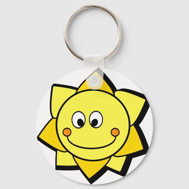 Happy Cartoon Yellow and Orange Sun Key Ring (Front)