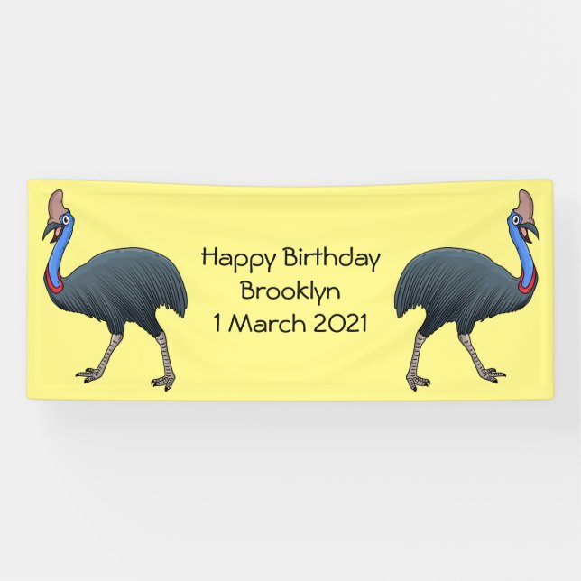 Happy cassowary bird cartoon illustration  banner (Horizontal)
