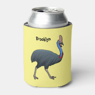 Happy cassowary bird cartoon illustration  can cooler