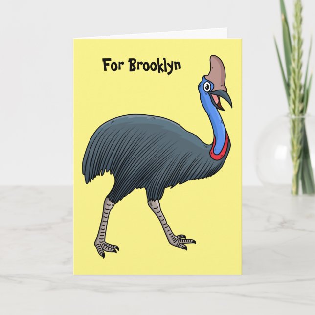 Happy cassowary bird cartoon illustration card (Front)