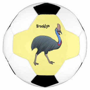 Happy cassowary bird cartoon illustration football