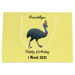 Happy cassowary bird cartoon illustration large gift bag