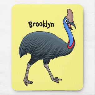 Happy cassowary bird cartoon illustration mouse mat