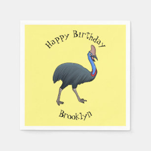 Happy cassowary bird cartoon illustration napkin