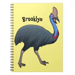 Happy cassowary bird cartoon illustration notebook