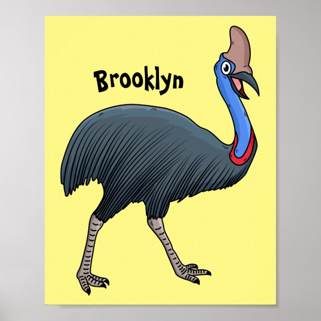 Happy cassowary bird cartoon illustration poster (Front)