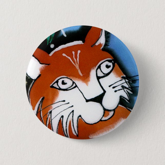 Happy Cat 6 Cm Round Badge (Front)