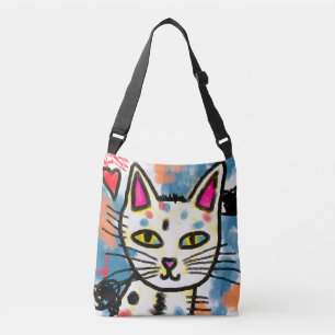 Happy Cat Abstract Digital Painting Crossbody Bag