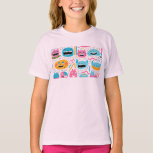Happy cat and monster faces T-Shirt