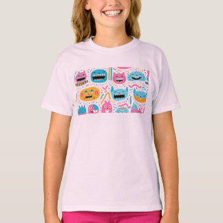 Happy cat and monster faces T-Shirt