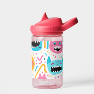 Happy cat and monster faces water bottle
