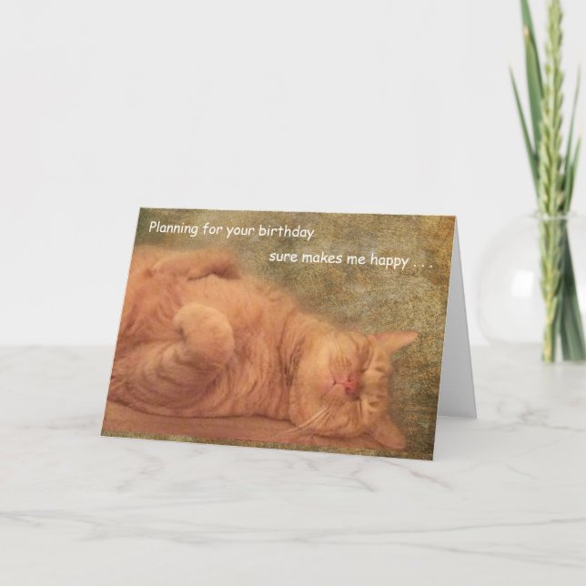 Happy Cat Card Planning for your Birthday 2 (Front)