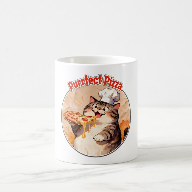 Happy Cat Chef with Pizza Coffee Mug (Center)
