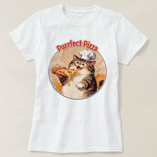 Happy Cat Chef with Pizza T-Shirt