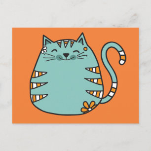 Happy Cat custom colour postcard