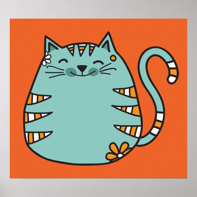 Happy Cat custom colour poster (Front)