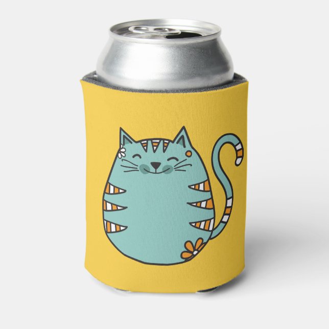 Happy Cat custom name & colour can cooler (Can Back)