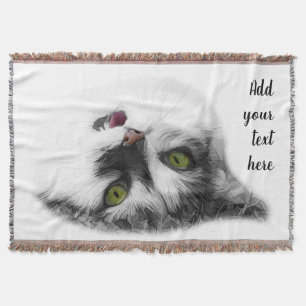 Happy cat customisable throw blanket