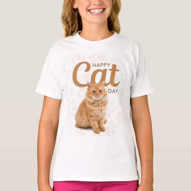 Happy cat day design t-shirt (Front)