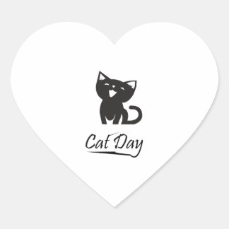 Happy Cat Day   Heart Sticker