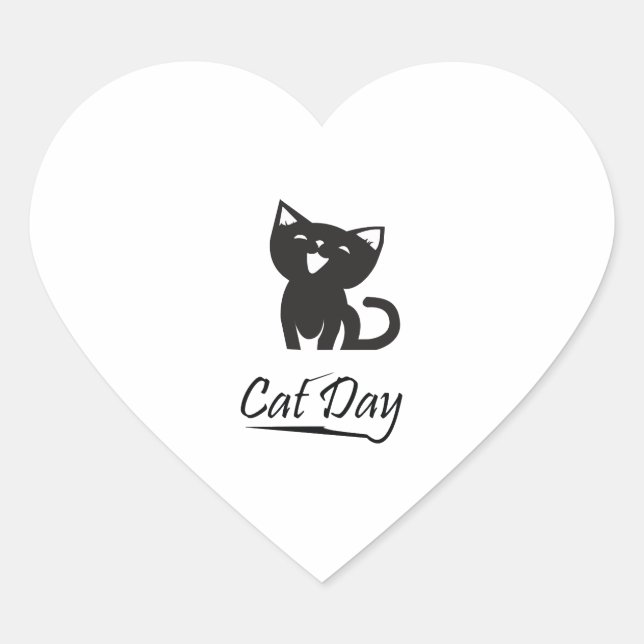 Happy Cat Day   Heart Sticker (Front)