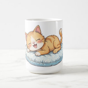 Happy Cat Dreaming on a Cosy Pillow Coffee Mug