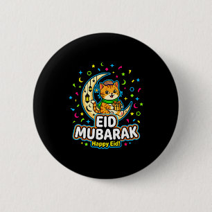 Happy cat eid mubarak for muslim kids eid al 6 cm round badge