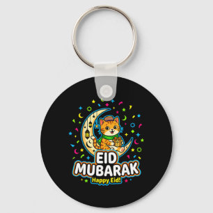 Happy Cat Eid Mubarak for Muslim Kids Eid al Key Ring