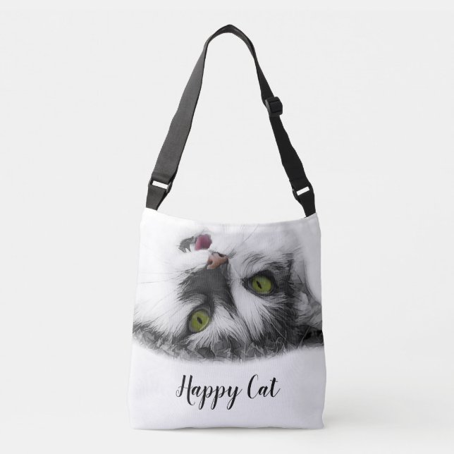 Happy Cat elegant customisable Crossbody Bag (Front)