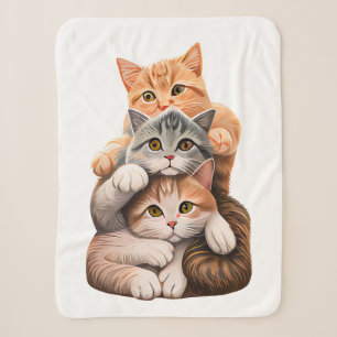 Happy Cat Family Sherpa Blanket