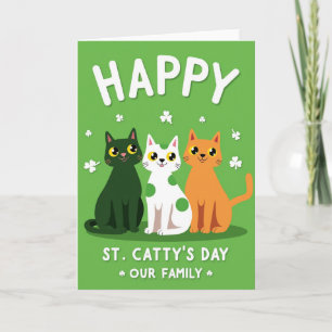 Happy Cat Family St Cattys Day Card